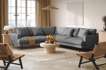 Menard 6-seters Venstrevendt L-formet Hjørnesofa i Stoff - Mørk grå - Møbler - Sofaer - Hjørnesofaer