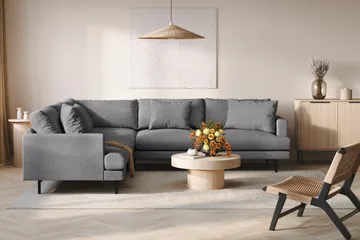 Menard 6-seters Venstrevendt L-formet Hjørnesofa i Stoff - Mørk grå - Møbler - Sofaer - Hjørnesofaer