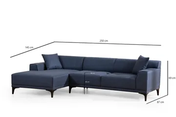 Mississauga Divansofa 3-seters - Blå - Møbler - Sofaer - Sofaer med sjeselong - 3 seters sofa med divan