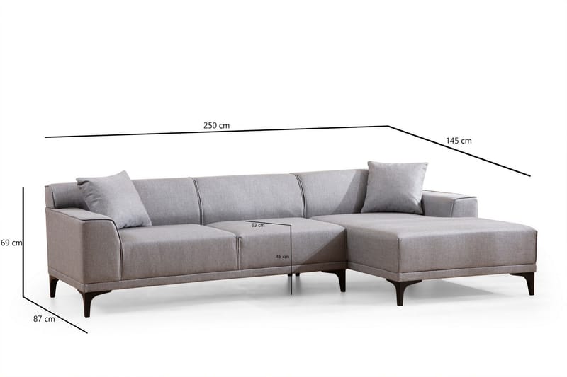 Mississauga Divansofa 3-seters - Grå - Møbler - Sofaer - Sofaer med sjeselong - 3 seters sofa med divan