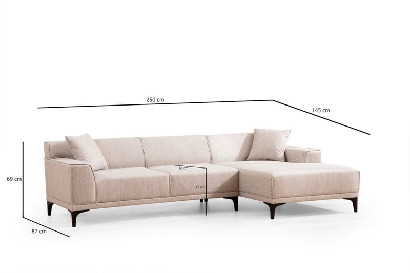 Mississauga Divansofa 3-seters - Hvit - Møbler - Sofaer - Hjørnesofaer - Hjørnesofa med divan
