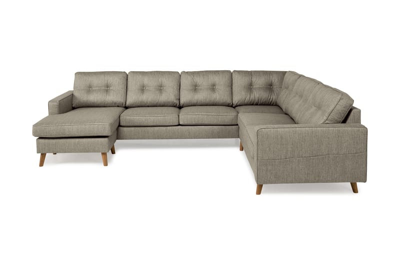 Monroe 5-seters Vendbar U-formet Hjørnesofa med Divan i Stoff - Beige / Grå - Møbler - Sofaer - Hjørnesofaer - Hjørnesofa med divan