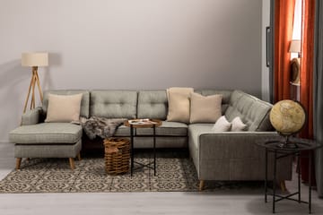 Monroe 5-seters Vendbar U-formet Hjørnesofa med Divan i Stoff - Beige / Grå - Møbler - Sofaer - Hjørnesofaer - Hjørnesofa med divan