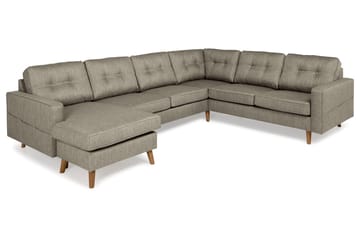 Monroe 5-seters Vendbar U-formet Hjørnesofa med Divan i Stoff - Beige / Grå - Møbler - Sofaer - Hjørnesofaer - Hjørnesofa med divan