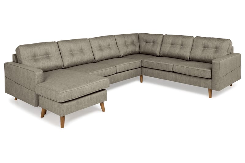 Monroe 5-seters Vendbar U-formet Hjørnesofa med Divan i Stoff - Beige / Grå - Møbler - Sofaer - Hjørnesofaer - Hjørnesofa med divan