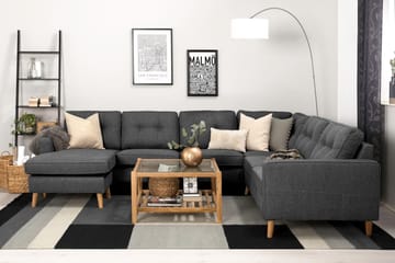 Monroe 5-seters Vendbar U-formet Hjørnesofa med Divan i Stoff - Mørk grå - Møbler - Sofaer - Hjørnesofaer - Hjørnesofa med divan