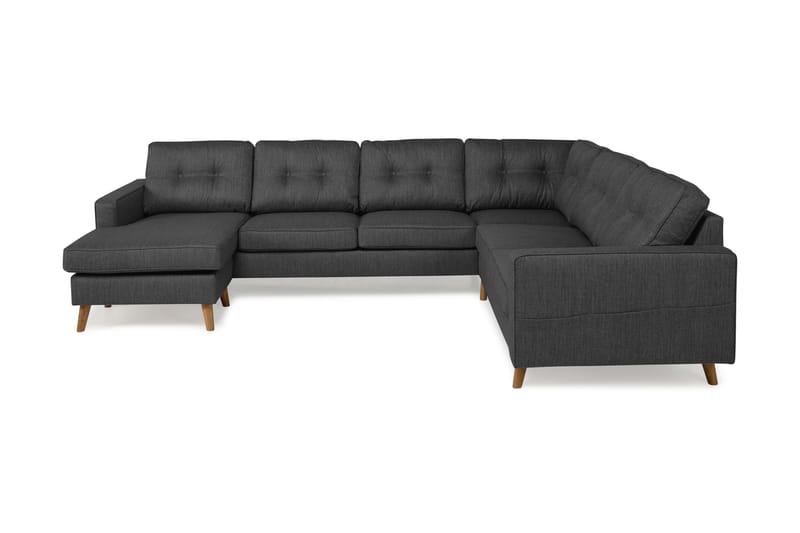 Monroe 5-seters Vendbar U-formet Hjørnesofa med Divan i Stoff - Mørk grå - Møbler - Sofaer - Hjørnesofaer - Hjørnesofa med divan