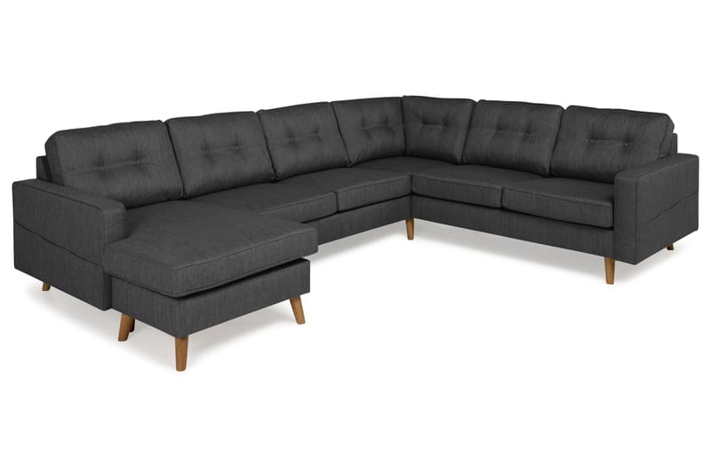 Monroe 5-seters Vendbar U-formet Hjørnesofa med Divan i Stoff - Mørk grå - Møbler - Sofaer - Hjørnesofaer - Hjørnesofa med divan