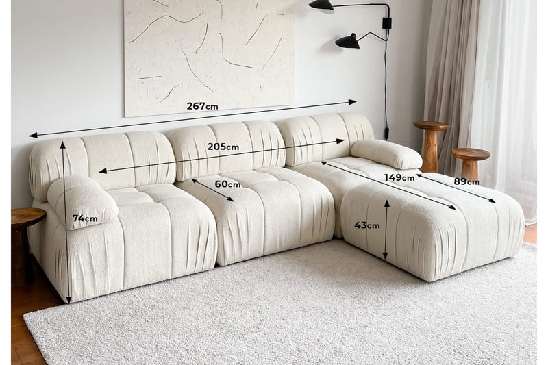 Murum Hjørnesofa 3-seter - Hvit - Møbler - Sofaer - Sofaer med sjeselong - 4 seters sofa med divan