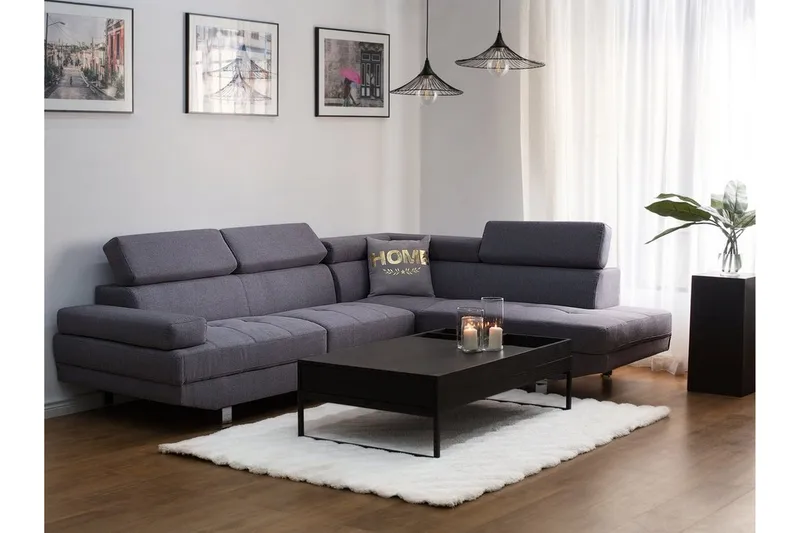 Norrea Hjørnesofa 261 cm - Grå - Møbler - Sofaer - Sofaer med sjeselong