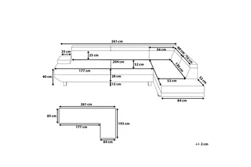 Norrea Hjørnesofa 261 cm - Svart - Møbler - Sofaer - Skinnsofaer