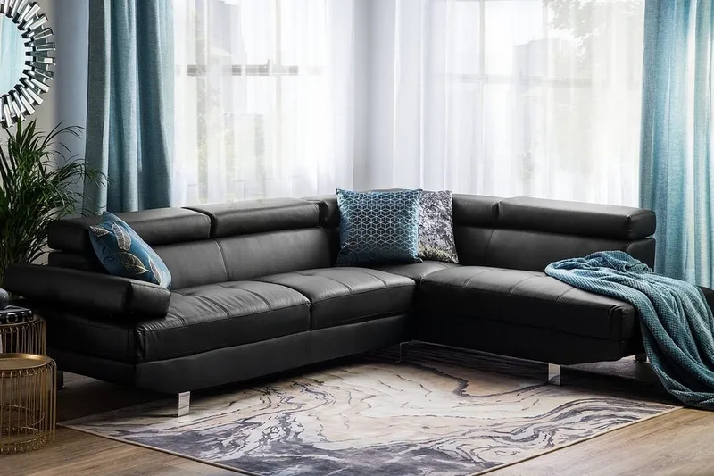 Norrea Hjørnesofa 261 cm - Svart - Møbler - Sofaer - Skinnsofaer