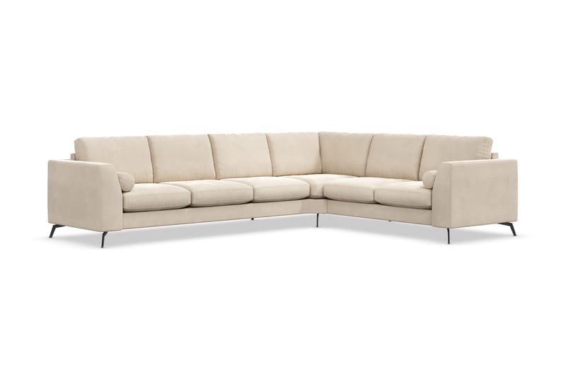 Ocean Lyx 5-seters Vendbar L-formet Hjørnesofa i Fløyel - Beige - Møbler - Sofaer - Hjørnesofaer
