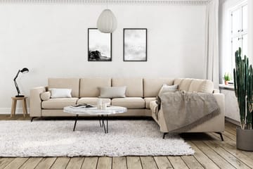 Ocean Lyx 5-seters Vendbar L-formet Hjørnesofa i Fløyel - Beige - Møbler - Sofaer - Hjørnesofaer