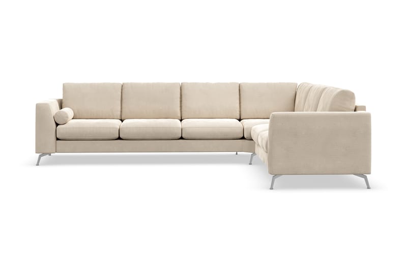 Ocean Lyx 5-seters Vendbar L-formet Hjørnesofa i Fløyel - Beige - Møbler - Sofaer - Hjørnesofaer