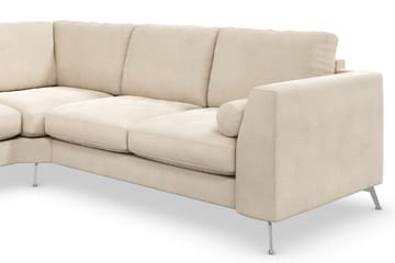 Ocean Lyx 5-seters Vendbar L-formet Hjørnesofa i Fløyel - Beige - Møbler - Sofaer - Hjørnesofaer