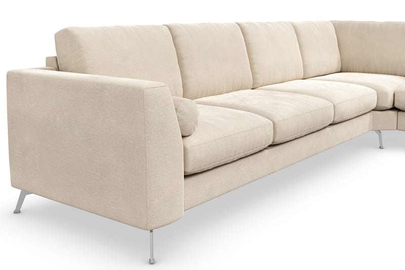 Ocean Lyx 5-seters Vendbar L-formet Hjørnesofa i Fløyel - Beige - Møbler - Sofaer - Hjørnesofaer