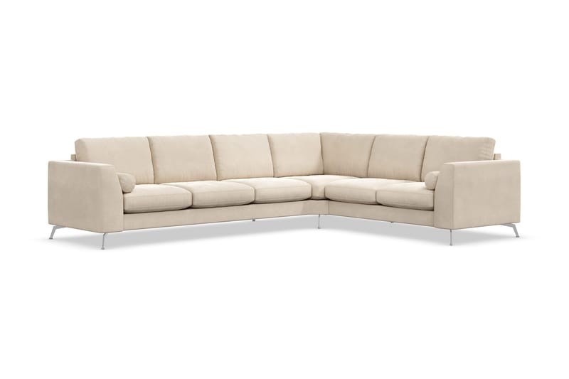 Ocean Lyx 5-seters Vendbar L-formet Hjørnesofa i Fløyel - Beige - Møbler - Sofaer - Fløyelssofaer