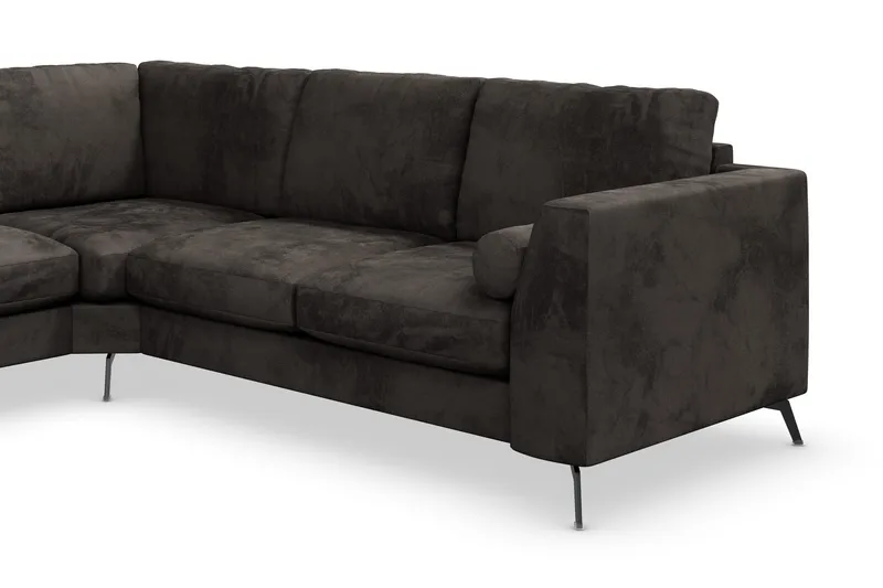 Ocean Lyx 5-seters Vendbar L-formet Hjørnesofa i Fløyel - Mørk grå - Møbler - Sofaer - Fløyelssofaer