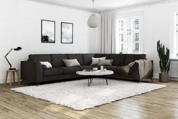 Ocean Lyx 5-seters Vendbar L-formet Hjørnesofa i Fløyel - Mørk grå - Møbler - Sofaer - Fløyelssofaer