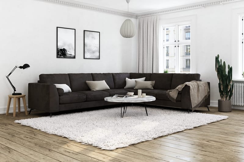 Ocean Lyx 5-seters Vendbar L-formet Hjørnesofa i Fløyel - Mørk grå - Møbler - Sofaer - Fløyelssofaer