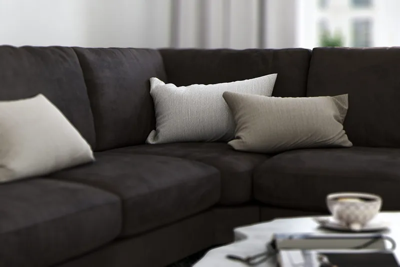 Ocean Lyx 5-seters Vendbar L-formet Hjørnesofa i Fløyel - Mørk grå - Møbler - Sofaer - Fløyelssofaer