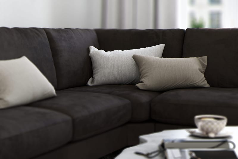 Ocean Lyx 5-seters Vendbar L-formet Hjørnesofa i Fløyel - Mørk grå - Møbler - Sofaer - Fløyelssofaer
