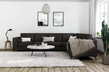 Ocean Lyx 5-seters Vendbar L-formet Hjørnesofa i Fløyel - Mørk grå - Møbler - Sofaer - Fløyelssofaer