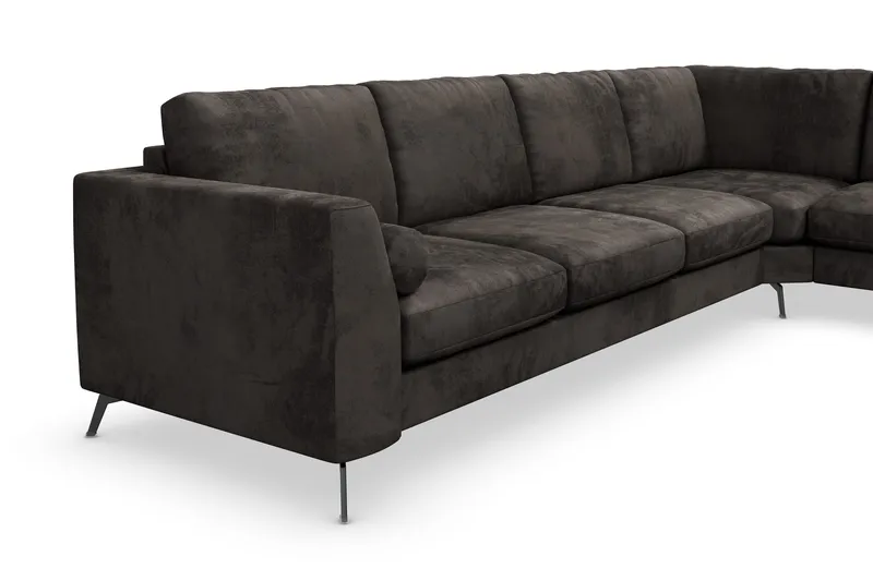 Ocean Lyx 5-seters Vendbar L-formet Hjørnesofa i Fløyel - Mørk grå - Møbler - Sofaer - Fløyelssofaer