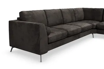 Ocean Lyx 5-seters Vendbar L-formet Hjørnesofa i Fløyel - Mørk grå - Møbler - Sofaer - Fløyelssofaer