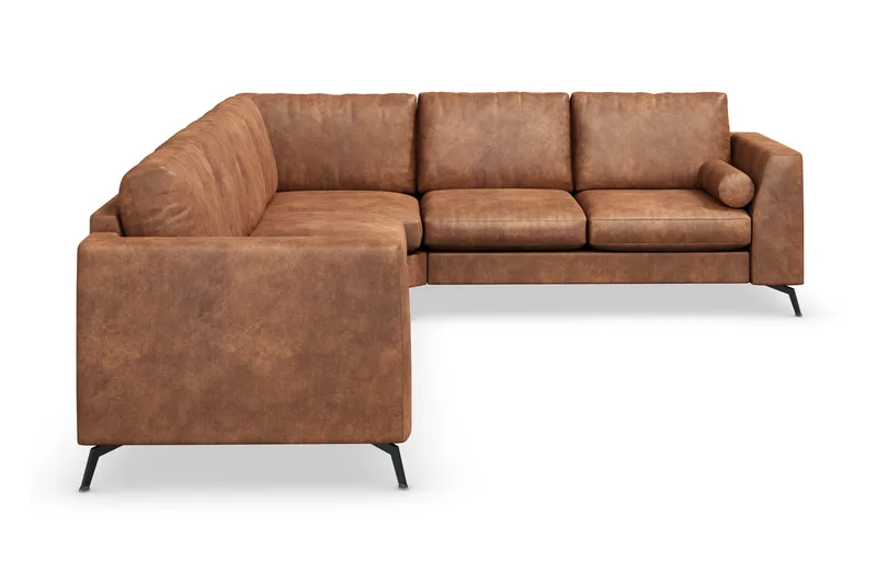 Ocean Lyx 5-seters Vendbar L-formet Hjørnesofa i Kunstlær - Brun - Møbler - Sofaer - Skinnsofaer