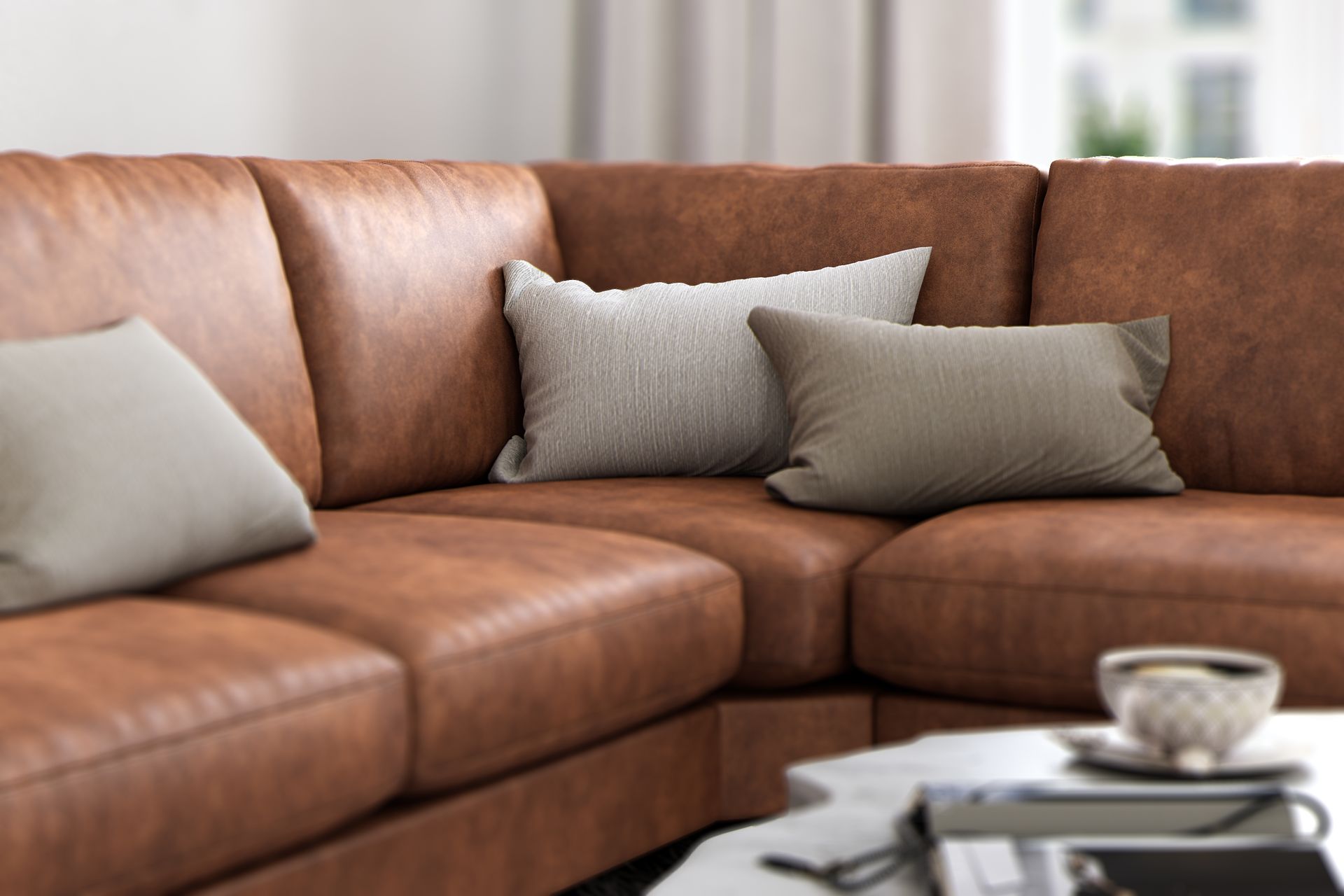 Ocean Lyx 5-seters Vendbar L-formet Hjørnesofa i Kunstlær - Brun - Møbler - Sofaer - Skinnsofaer