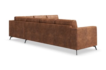 Ocean Lyx 5-seters Vendbar L-formet Hjørnesofa i Kunstlær - Brun - Møbler - Sofaer - Hjørnesofaer