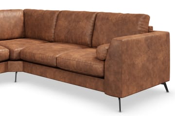 Ocean Lyx 5-seters Vendbar L-formet Hjørnesofa i Kunstlær - Brun - Møbler - Sofaer - Hjørnesofaer