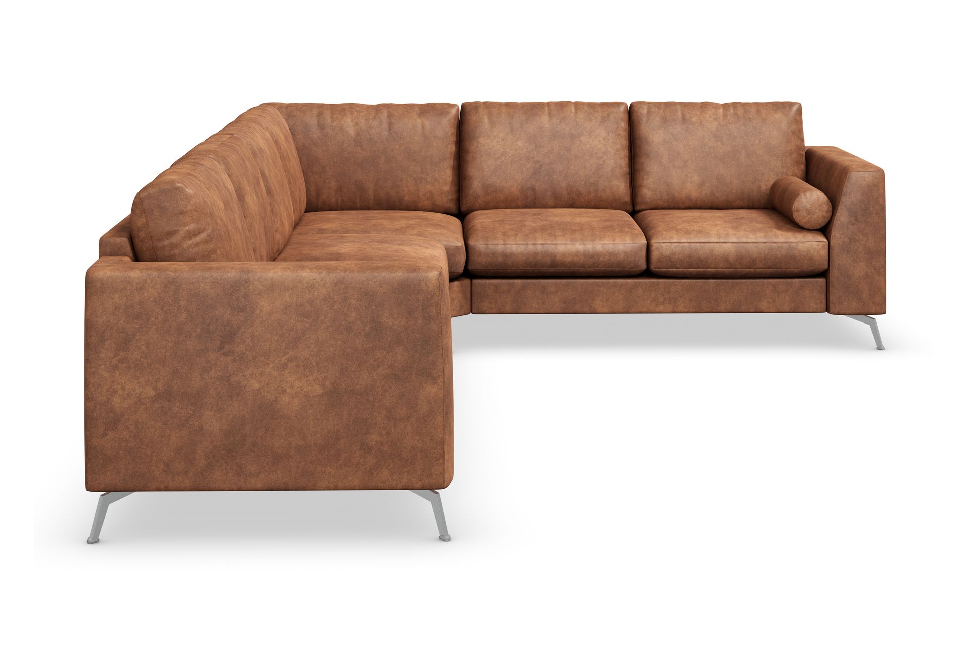 Ocean Lyx 5-seters Vendbar L-formet Hjørnesofa i Kunstlær - Brun - Møbler - Sofaer - Skinnsofaer