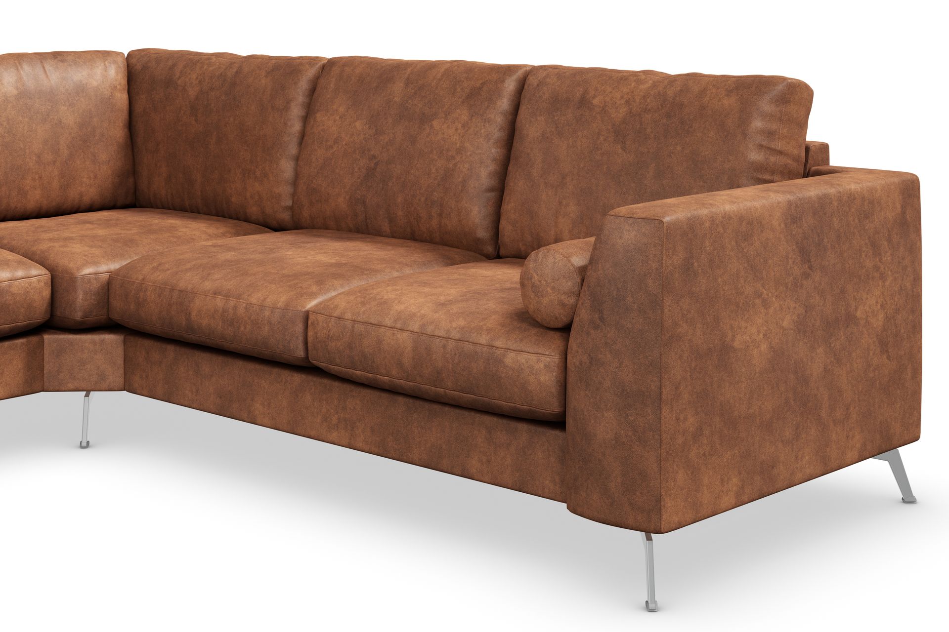 Ocean Lyx 5-seters Vendbar L-formet Hjørnesofa i Kunstlær - Brun - Møbler - Sofaer - Skinnsofaer