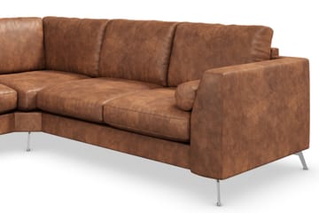 Ocean Lyx 5-seters Vendbar L-formet Hjørnesofa i Kunstlær - Brun - Møbler - Sofaer - Hjørnesofaer
