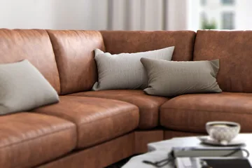 Ocean Lyx 5-seters Vendbar L-formet Hjørnesofa i Kunstlær - Brun - Møbler - Sofaer - Skinnsofaer