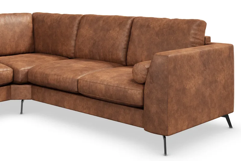 Ocean Lyx 5-seters Vendbar L-formet Hjørnesofa i Kunstlær - Brun - Møbler - Sofaer - Skinnsofaer