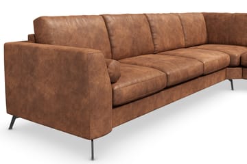 Ocean Lyx 5-seters Vendbar L-formet Hjørnesofa i Kunstlær - Brun - Møbler - Sofaer - Skinnsofaer