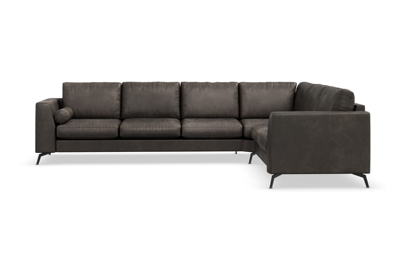 Ocean Lyx 5-seters Vendbar L-formet Hjørnesofa i Kunstlær - Mørk grå - Møbler - Sofaer - Hjørnesofaer