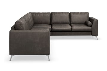 Ocean Lyx 5-seters Vendbar L-formet Hjørnesofa i Kunstlær - Mørk grå - Møbler - Sofaer - Hjørnesofaer