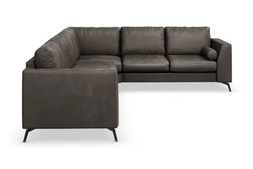 Ocean Lyx 5-seters Vendbar L-formet Hjørnesofa i Kunstlær - Mørk grå - Møbler - Sofaer - Skinnsofaer