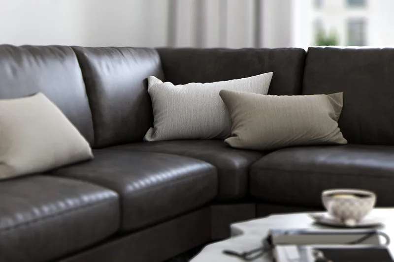 Ocean Lyx 5-seters Vendbar L-formet Hjørnesofa i Kunstlær - Mørk grå - Møbler - Sofaer - Skinnsofaer