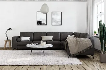 Ocean Lyx 5-seters Vendbar L-formet Hjørnesofa i Kunstlær - Mørk grå - Møbler - Sofaer - Skinnsofaer