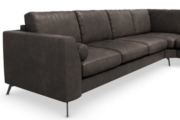 Ocean Lyx 5-seters Vendbar L-formet Hjørnesofa i Kunstlær - Mørk grå - Møbler - Sofaer - Skinnsofaer