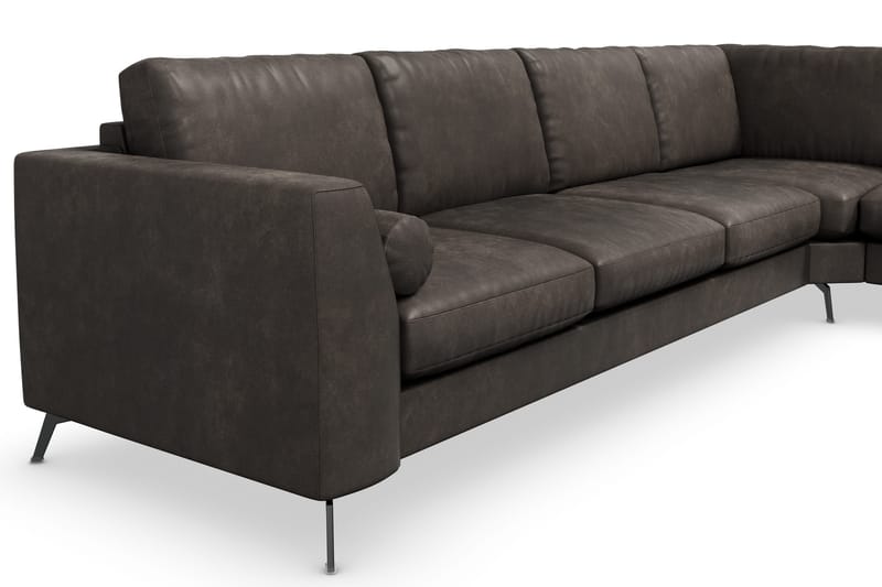 Ocean Lyx 5-seters Vendbar L-formet Hjørnesofa i Kunstlær - Mørk grå - Møbler - Sofaer - Skinnsofaer