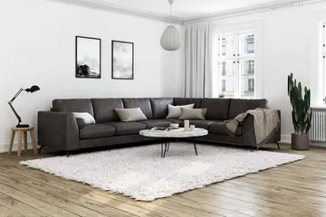 Ocean Lyx 5-seters Vendbar L-formet Hjørnesofa i Kunstlær - Mørk grå - Møbler - Sofaer - Skinnsofaer