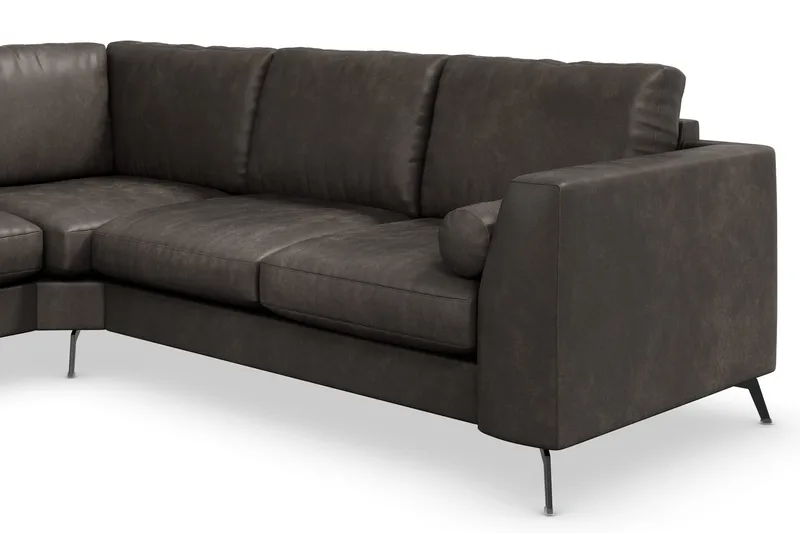 Ocean Lyx 5-seters Vendbar L-formet Hjørnesofa i Kunstlær - Mørk grå - Møbler - Sofaer - Skinnsofaer