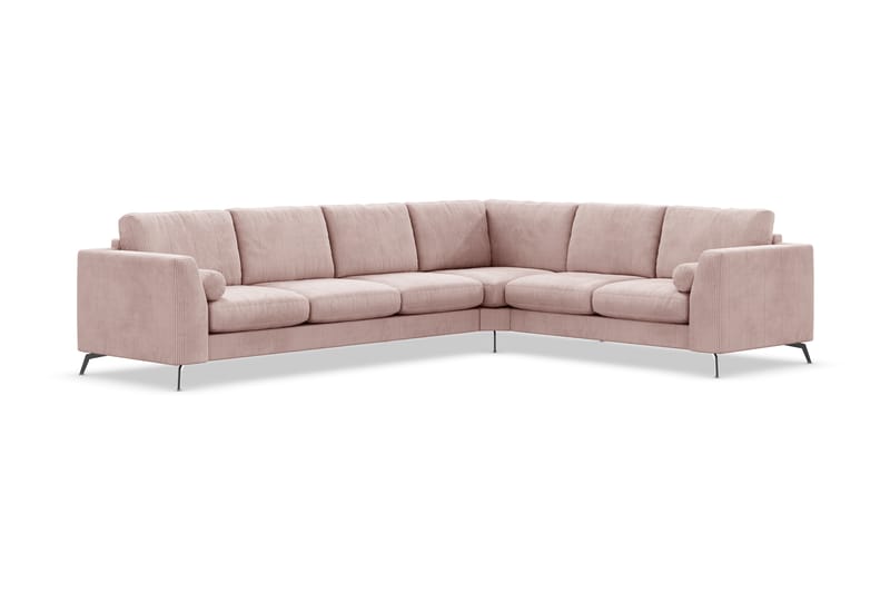 Ocean Lyx 5-seters Vendbar L-formet Hjørnesofa i Manchester - Rosa - Møbler - Sofaer - Hjørnesofaer